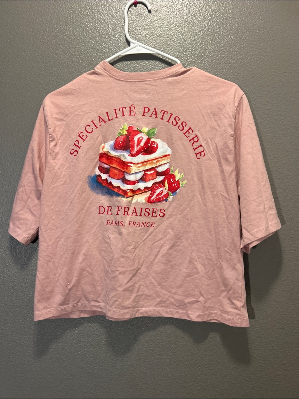Modern Lux Pink Pastry Graphic Cropped Tee Shirt M